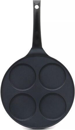 Сковорода для млинців Cheffinger 26 см, алюмінієва, індукційна, 4-отвори, антипригарне покриття, для оладок, яєчні та панкейків