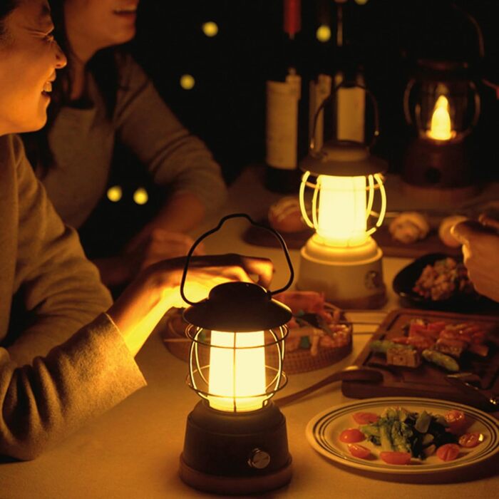 Вуличний LED ліхтар для кемпінгу з акумулятором, водонепроникний, 200 годин світіння, плавне регулювання яскравості, 2 кольорові температури (тепла та холодна), 390 люмен, USB зарядка