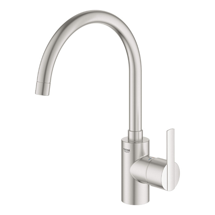 Змішувач кухонний GROHE Feel з висувним душем, нержавіюча сталь (31486001) - 2 режими подачі води, поворотний на 360°, економія води