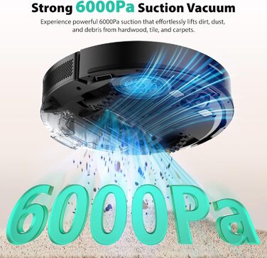 Робот-пилосос Tikom L8000 Plus з функцією миття, 6000Pa, LiDAR, Wi-Fi, для тварин та килимів