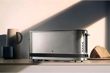 Тостер WMF Küchenminis Langschlitz XXL: тостер з функцією для булочок, 2 слоти, 7 рівнів підсмажування, 900 Вт, нержавіюча сталь матова срібляста