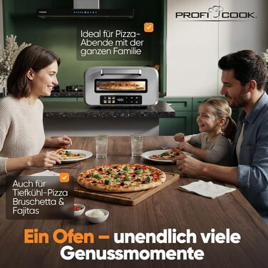 Електрична піч для піци ProfiCook PC PO 1323 з піцельним каменем, до 400°C, з лопаткою для піци