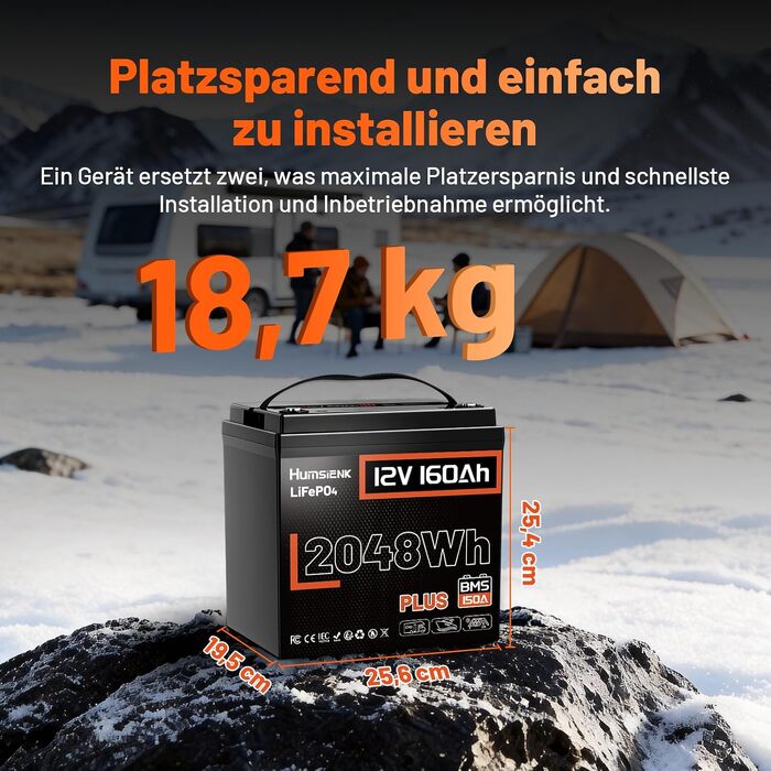 Акумулятор LiFePO4 Humsienk 24V 200Ah 5120Wh — Потужний сонячний акумулятор з BMS 250A, IP65, для RV, сонячних систем та резервного живлення будинку