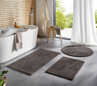 Килимок для ванної кімнати Taracarpet з антиковзаючим покриттям, 80x150 см, зелений з листям