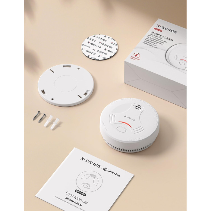 X-Sense Розумний димовий сповіщувач WLAN з магнітною кріпленням, сертифікований за EN 14604, мережевий димовий сповіщувач, керування через додаток, з базовою станцією SBS50, бездротовий димовий сповіщувач, SD11-MR61, набір з 6 шт. (SD11-MR без базової ста