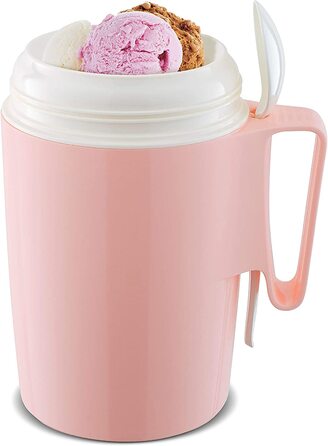 Термос для їжі ROTPUNKT 0,85 л з скляною вставкою, BPA Free, преміум-якість, колір фламінго