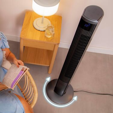 Вентилятор вежний Cecotec EnergySilence 9090 Skyline Ionic 119 см, 45 Вт, з іонізатором, LED сенсорним екраном, пультом ДУ, 3 режими, таймер 12 год, коливання 70°, сірий