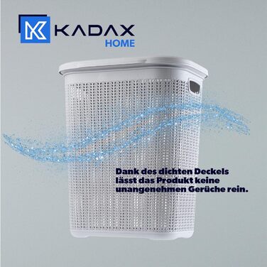 KADAX кошик для білизни 50 л з кришкою, пластиковий, багатофункціональний органайзер для брудної білизни, іграшок, сірий