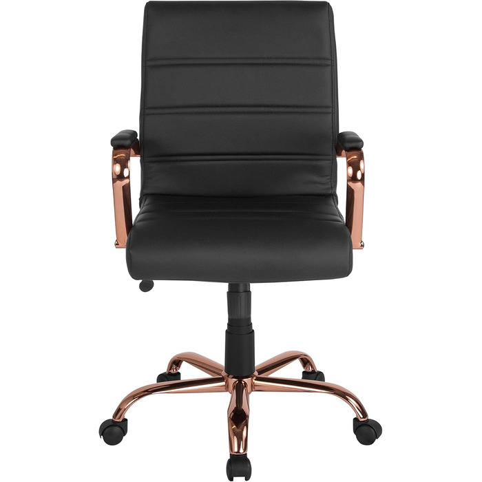 Крісло шеф Flash Furniture, обшите білою шкірою, з червонозолотим каркасом, 61 x 58,5 x 103,5 см