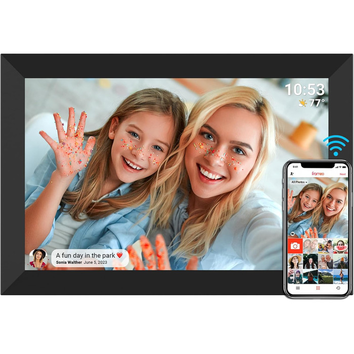 Цифровий фоторамка FRAMEO WLAN 32GB: 10.1 дюймовий Smart Cloud-фоторамка з IPS LCD сенсорним екраном та автоматичним поворотом