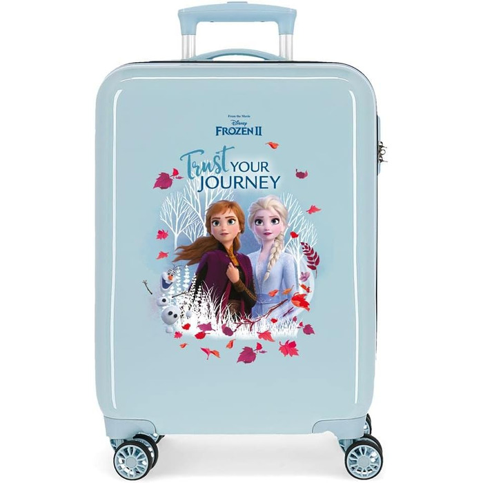 Дитяча валіза Disney Frozen Trust Your Journey, 32x55x20 см, синя, ABS пластик, кодовий замок, 32 л, 2,5 кг, 4 колеса, ручна поклажа