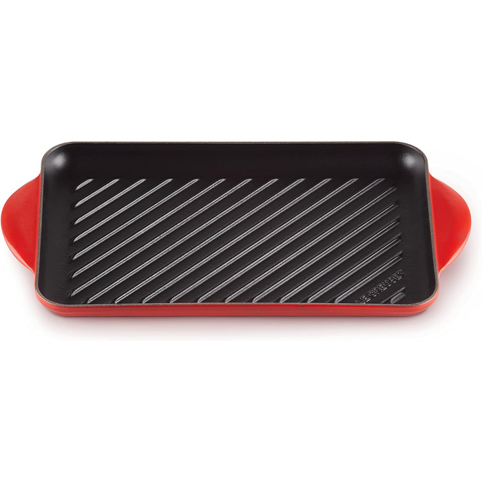 LE CREUSET Гриль-пательня прямокутна чавунна, 33 см, Червона, для всіх плит (індукція)