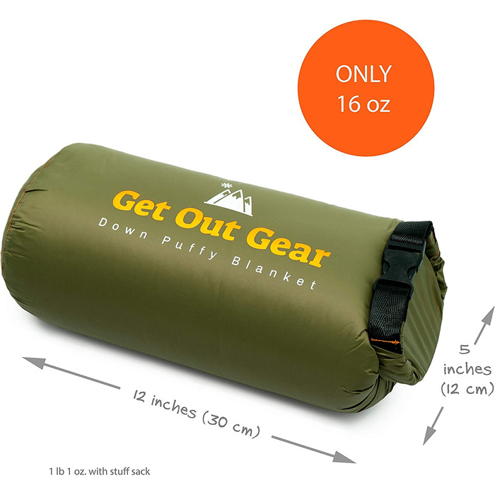 Пухова кемпінг-ковдра Get Out Gear для вулиці, легка, компактна, водонепроникна, 650 fill power, для туризму, подорожей, гамака, оливково-оранжева