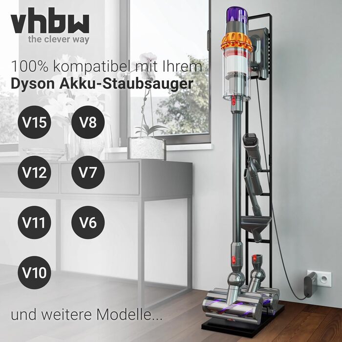 Підставка-утримувач для пилососа vhbw, сумісна з Dyson V7/V8, акумуляторний ручний пилосос, темно-сіра