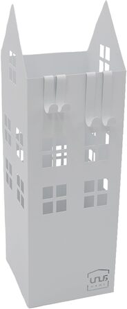 Підставка для парасольок UNUS з піддоном для води та 4 гачками, 16x16x49 см, біла, дизайн Будинок
