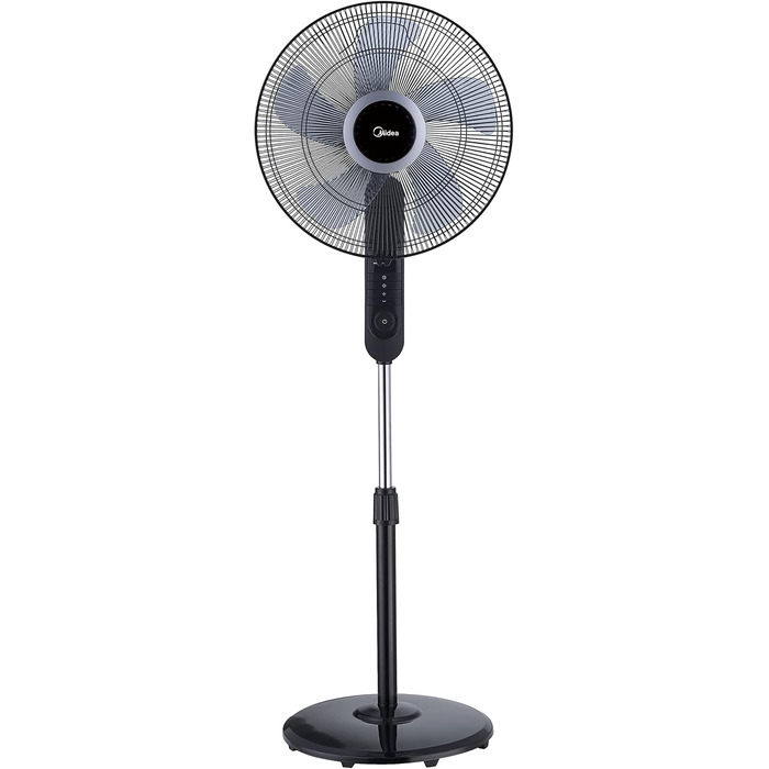 Вентилятор підлоговий Midea FS40-15FR з пультом, 3 режими, LED дисплей, таймер, регульована висота, чорний