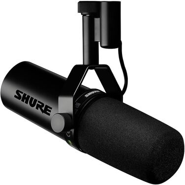 Мікрофон Shure SM7dB динамічний для мовлення, вокалу та подкасту з вбудованим підсилювачем, широкий частотний діапазон, теплий м'який звук, чорний