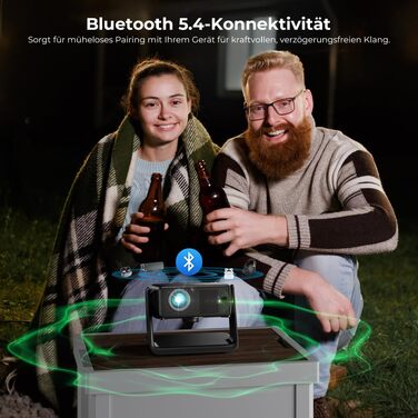Проектор Beamer 4K 1080P, 28000 Люмен, Wi-Fi 6, Bluetooth, Автофокус, 4D Keystone, Netflix, для Дому/На Відкритому Повітрі, Чорний