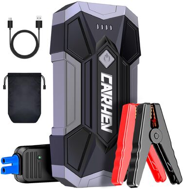 Бустер CARHEV Jump Starter 4500A — Пусковий пристрій для автомобіля (бензин/дизель до 8.0л), Powerbank з LED-ліхтарем та USB-портами