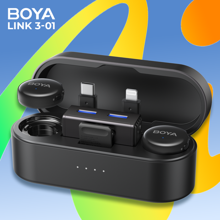Бездротовий мікрофон BOYA LINK 3-01 Type-C/TRS/Lightning Black