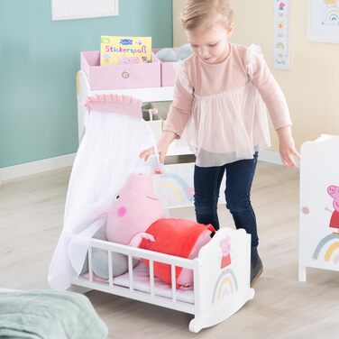 Дитяче ліжко Roba Peppa Pig 70x140 см з постільною білизною