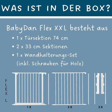 Захисний бар'єр BabyDan Flex L 90-223 см, білий - дитячий бар'єр, сітка для тварин, вироблено в Данії