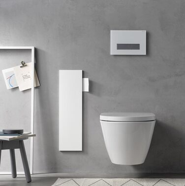 Інсталяційний модуль Emco Asis Pure для унітазу, підштукатурний, петля праворуч, 600x170 мм, алюміній, матовий білий, бокова подача паперу
