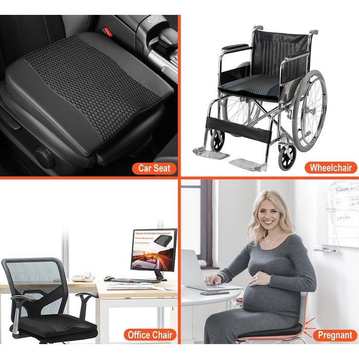 Автомобільна подушка Lofty Aim з Memory Foam для водія: підтримка спини, зняття болю при ішіасі, чорний 4D Mesh. Для автокрісла, офісного крісла, візка.