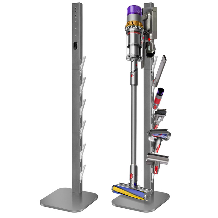 Стійка для пилососа Dyson Gen5 V15 V12 V11 V10 V8 V7 V6 – на підлогу, з 6 гачками, срібляста