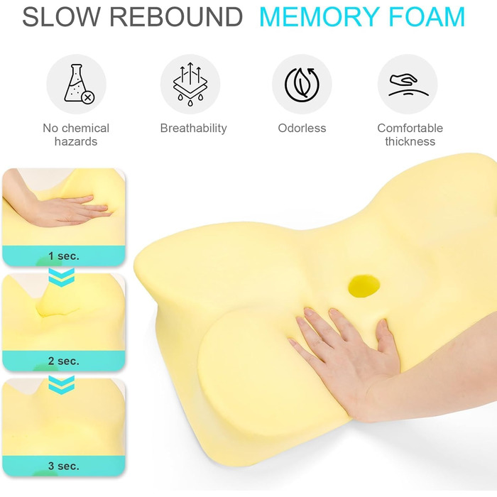 Ортопедична подушка для шиї з піни Memory Foam Zervikales: підтримка голови та шиї, для сну на боці, спині, животі, зняття болю в шиї