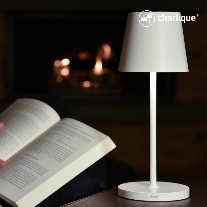 Настільна LED лампа Charlique, акумуляторна, біла, 28 см, подвійний набір, бездротова, з USB зарядкою, тепле світло, для дому та вулиці