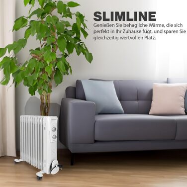Масляний радіатор Clatronic RA 3735, електричний обігрівач Slimline на 1500 Вт, 7 секцій, 3 режими потужності для приміщень до 30 м²