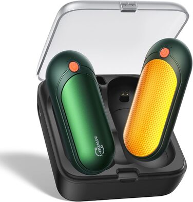Електричні грілки для рук J-BRAUV 2 шт. 4000mAh з зарядним пристроєм 10000mAh, 3 режими нагріву, USB, до 24 годин, компактні (зелені)