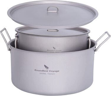 Титановий казан iBasingo 2L/5L з кришкою та складною ручкою для кемпінгу, походів і кухні, легкий туристичний посуд для приготування супу, велика місткість на 6-9 осіб