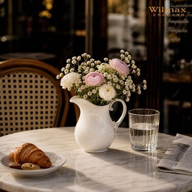 Порцеляновий глечик Wilmax 1,6 л білий — універсальний кувшин для води, соку, молока та вина, підходить для холодних і гарячих напоїв, придатний для посудомийки