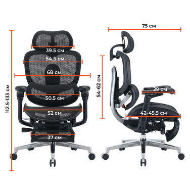 Крісло офісне Sihoo C500 V2 Black з підставкою для ніг
