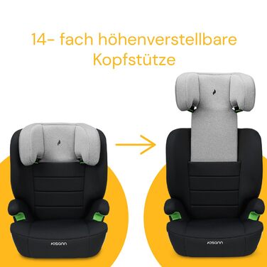 Дитяче автокрісло Osann Musca i-Size 100-150 см без Isofix, сіра меланж, з підлокітниками та спинкою