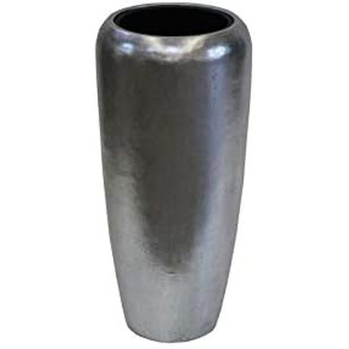 Ваза/Кашпо для квітів Fiberglas Metallic срібляста 75 см для інтер'єру з вкладишем