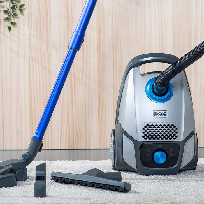 Пилосос з мішком BLACK+DECKER BXVMB700E, 700 Вт, 4 л, сірий