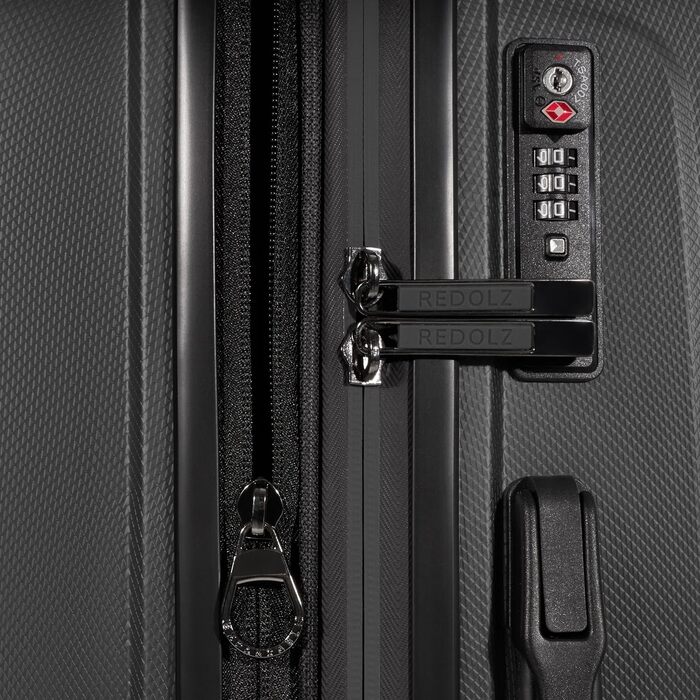 Набір валіз REDOLZ Essentials 14 Black Metallic - 2 шт (S + L) з відділенням для ноутбука | Розширювані валізи для жінок та чоловіків
