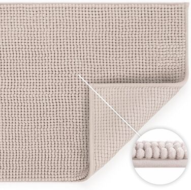 Килимок для ванної Blumtal 50x80 см, високий ворс, бежевий, сертифікат Oeko-TEX, антиковзкий, праний, килим для ванної кімнати