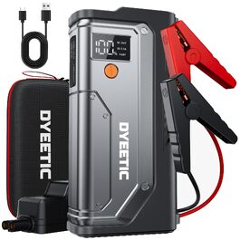 Бустер для автомобіля DYEETIC D16: пусковий зарядний пристрій Powerbank 6000A 12V для бензинових та дизельних двигунів (до 10.0Л), портативний Jump Starter з LED-ліхтарем та екраном