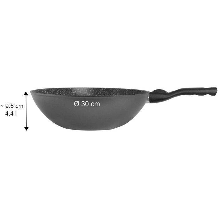 Wok STONELINE Flex 30 см з антипригарним покриттям, знімна ручка, для індукції, без олії, з кам'яними частинками, вироблено в Німеччині