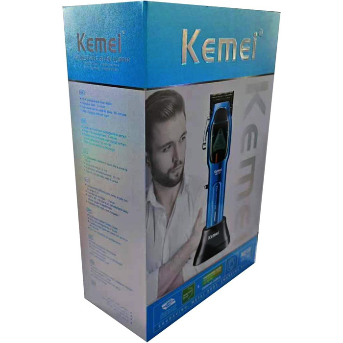 KEMEI Професійна машинка для стрижки волосся і бороди для чоловіків, бездротова, з регульованими лезами, USB зарядка, KM-1763