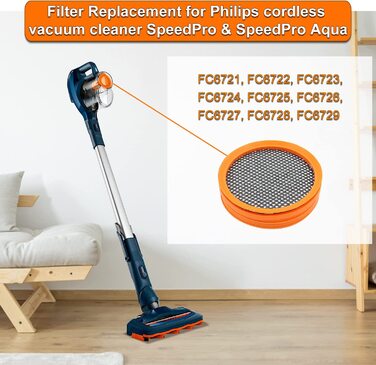 Набір з 5 фільтрів Laukowind для пилососів Philips SpeedPro та SpeedPro Aqua, сумісний з FC8009/01, FC6726, FC6727, FC6723, FC6721, FC6722, FC6724, FC6725, FC6728