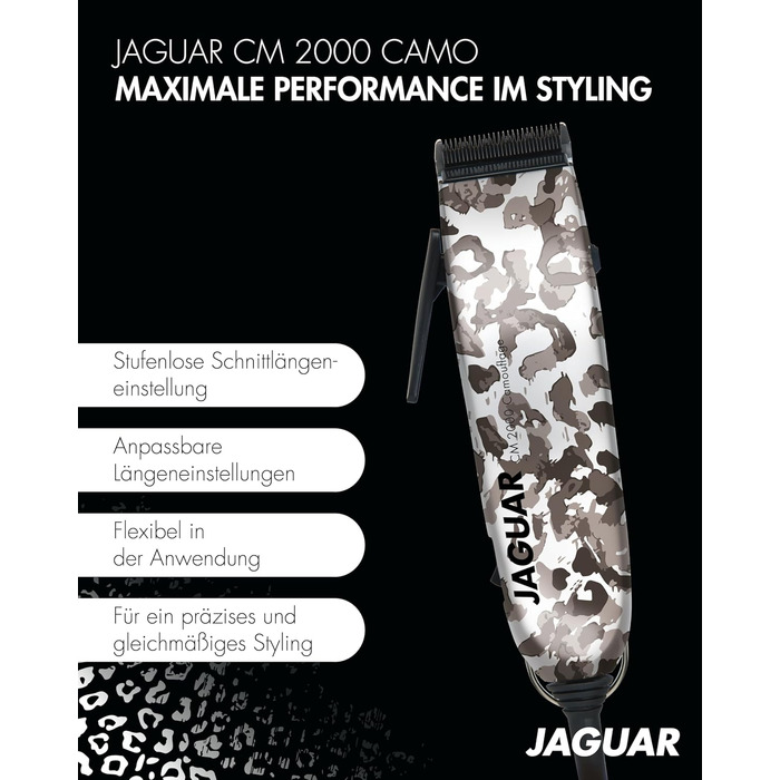 Професійна машинка для стрижки волосся JAGUAR CM 2000 Camo, мережевий тример, з насадками, швидка заміна ножів