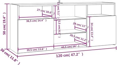 vidaXL ТВ-тумба з LED-підсвіткою, біла, 120x30x50 см