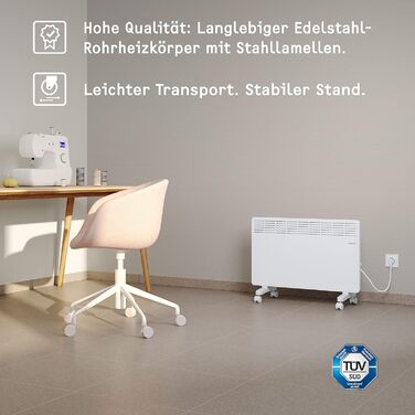 Електрообігрівач STIEBEL ELTRON 2 кВт, конвектор на колесах, для 25 м², енергоощадний, TÜV сертифікат