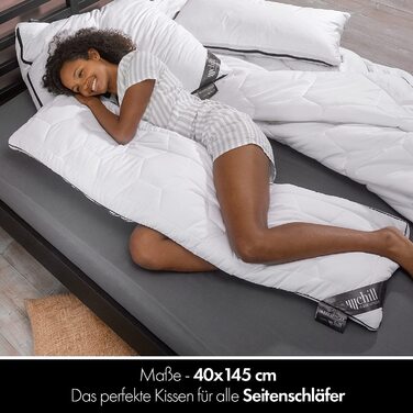 Ортопедична подушка для сну chill SLEEPLONGER 40x145 см – подушка для вагітних і для сну на боці, 100% веганська, дихаюча, знімний чохол, 800 г наповнювача