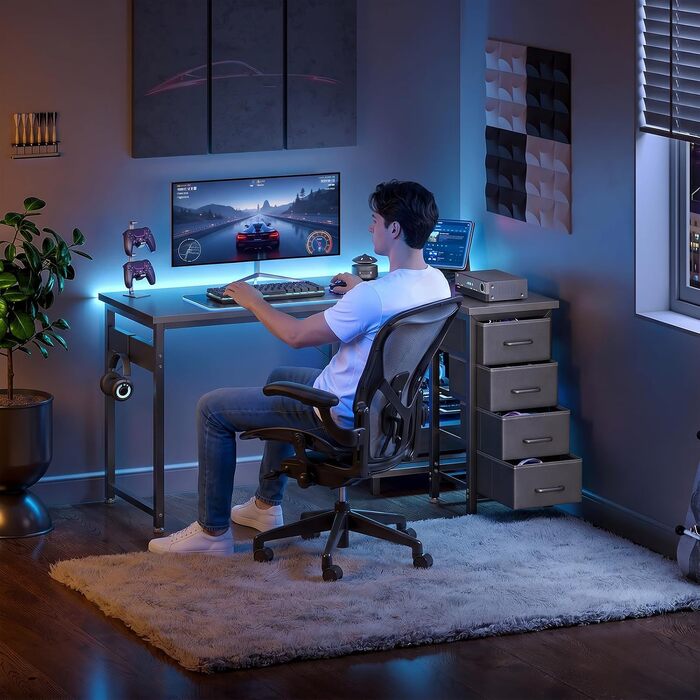 Кутовий письмовий стіл Coleshome L-подібний, 120x70 см, з 4 шухлядами, реверсивний комп'ютерний стіл для офісу та спальні, чорний